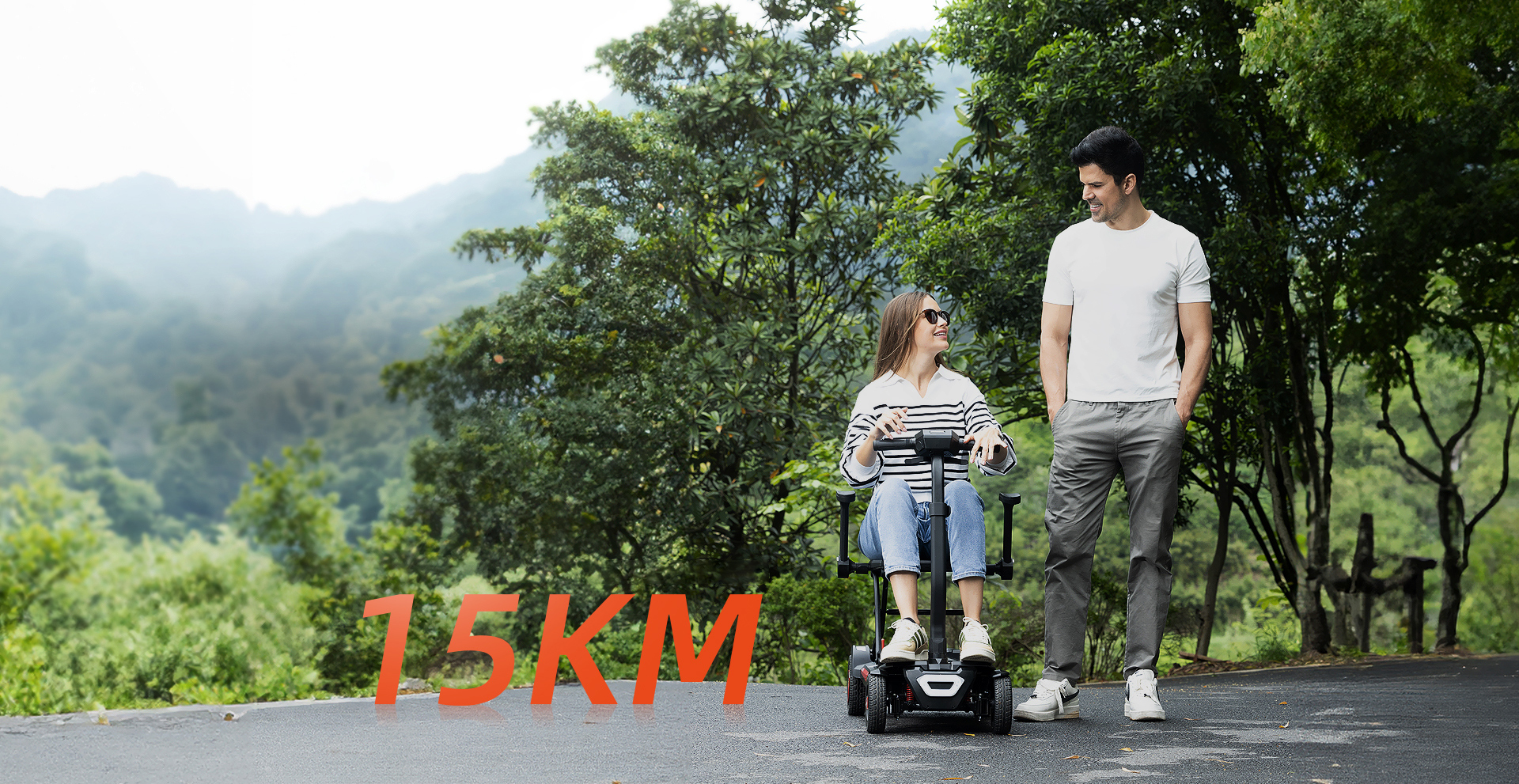 <span>15km range,</span> leave range anxiety behind.<br>Enjoy the scenery, give peace of mind.