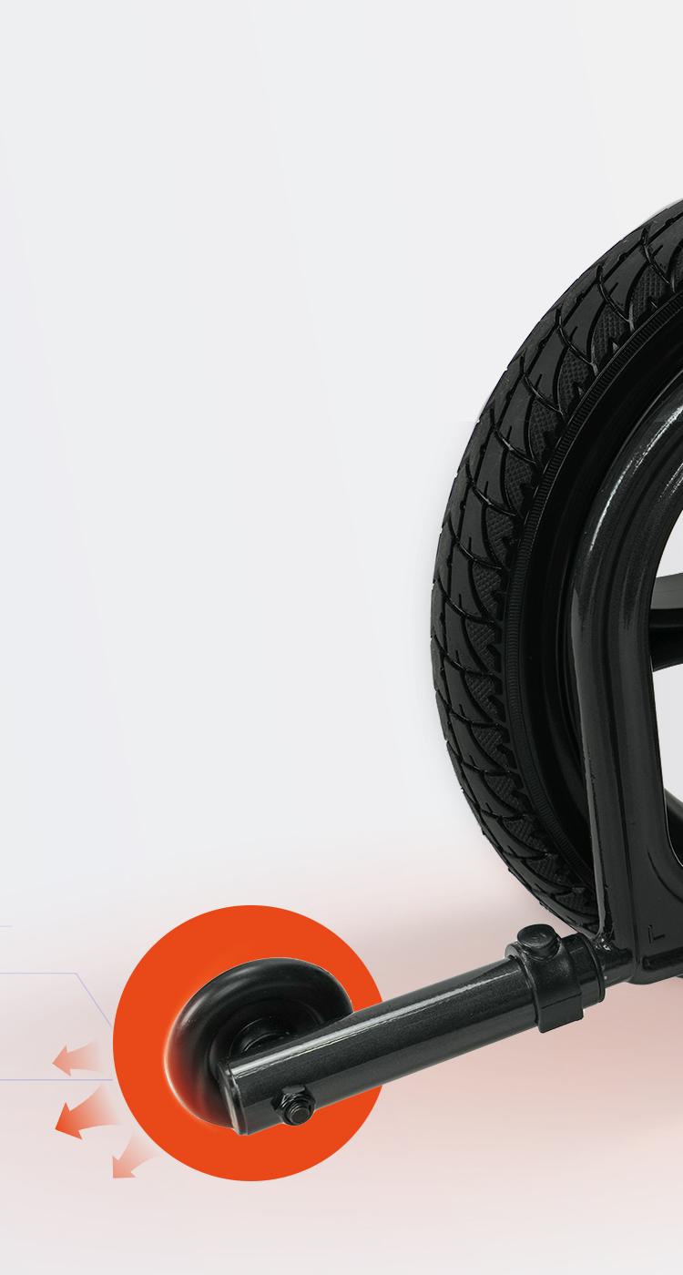<span>Anti-tip </span>wheels, stability you trust.<br>Your adventure stabilizer for every gust.